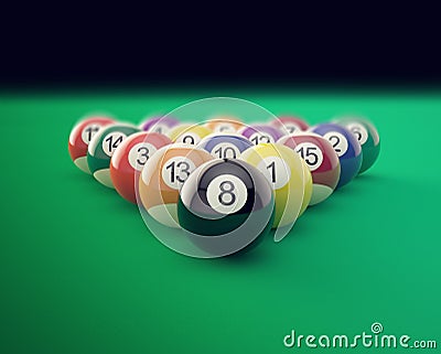 Group of shiny billiard balls with soft edges. 3d illustration Cartoon Illustration