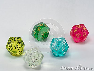 Multicoloured group of dice Stock Photo