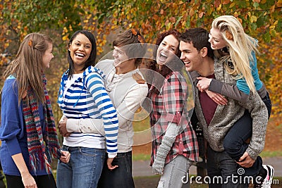Group Of Six Teenage Friends Having Fun Stock Photo