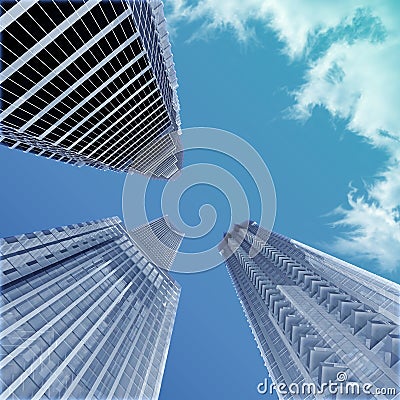 Group of skyscrapers view from below Stock Photo