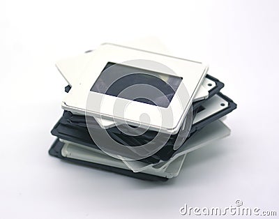 Group of color slides on white background Stock Photo