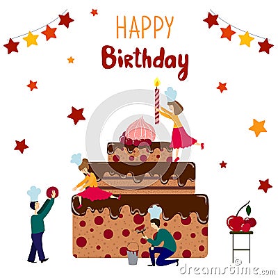 Vector Birthday Cake Vector Illustration