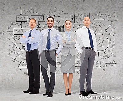 Group of smiling businessmen over white background Stock Photo