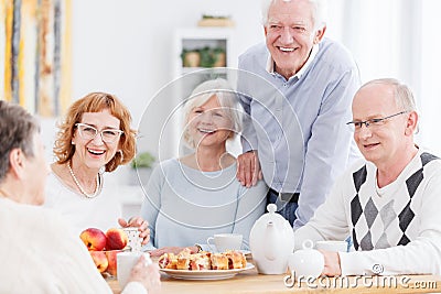 Elderly people at retirement home Stock Photo