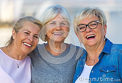 Group of senior women smiling Stock Photo