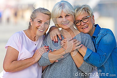 Group of senior women smiling Stock Photo