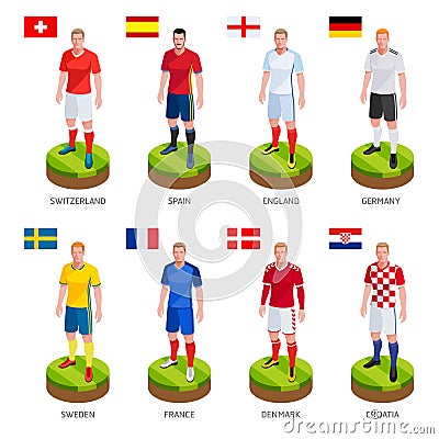 Group soccer football player jersey national world team. Vector Vector Illustration