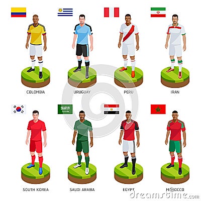 Group soccer football player jersey national world team. Vector Vector Illustration