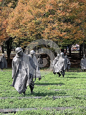 Group of soldier statues at Korean War Memorial in Washington D.C. Editorial Stock Photo