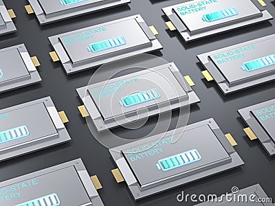 Group of solid-state or rechargeable batteries Stock Photo