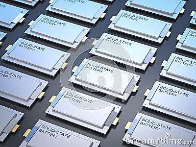 Group of solid-state or rechargeable batteries Stock Photo