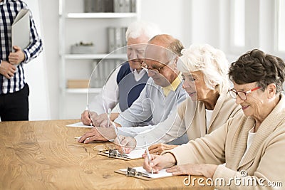 Group solving tasks Stock Photo