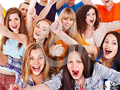 Group sport fan cheer for. Stock Photo