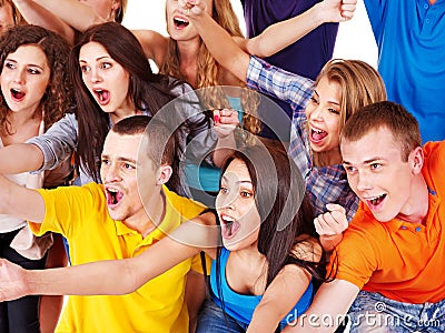 Group sport fan cheer for. Stock Photo