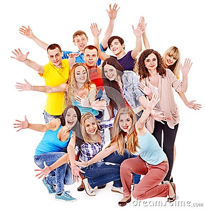 Group sport fan cheer for. Stock Photo