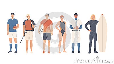 A group of sportsmen. Team and individual sports. Stock Photo