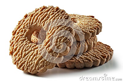 Group of stacked rustic round biscuits Stock Photo