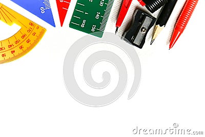 Group of stationery tools Educational tools supplies,back to school concept Stock Photo