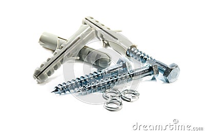 Group of steel nuts and bolts Stock Photo