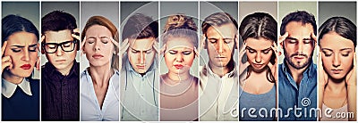 Group of stressed people having headache Stock Photo