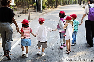 Group of student is on a field trips Stock Photo