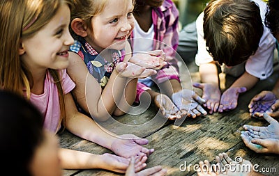 Group of student are painting Stock Photo