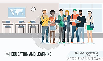 Group of students Vector Illustration