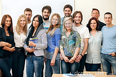 Group of students smiling Stock Photo