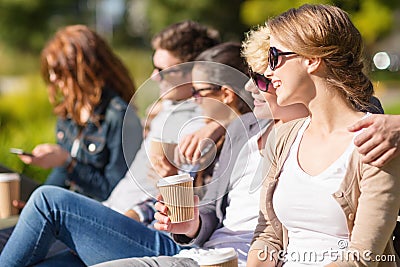 Group of students or teenagers hanging out Stock Photo