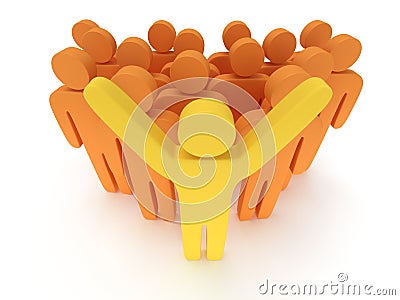 Group of stylized orange people with teamleader Stock Photo