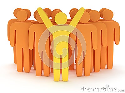 Group of stylized orange people with teamleader Stock Photo