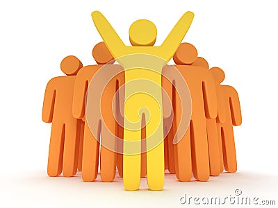 Group of stylized orange people with teamleader Stock Photo