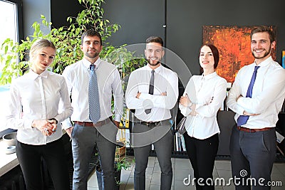 Group of successful business people on the background of the office Stock Photo