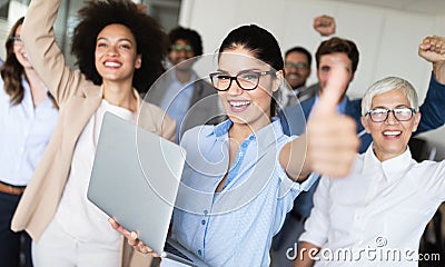 Group of successful business people in office Stock Photo