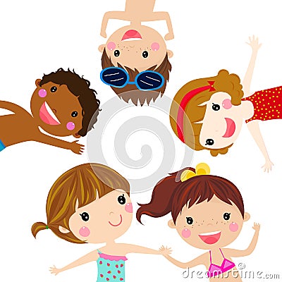 Group of summer kids Vector Illustration