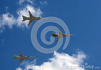 Group of supersonic long-range strategic bombers Tu-22M3 Editorial Stock Photo