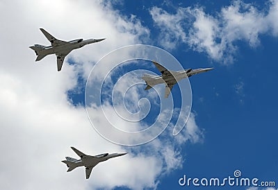 Group of supersonic long-range strategic bombers Tu-22M3 Editorial Stock Photo