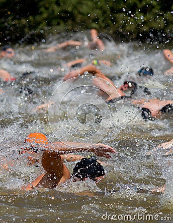 A group of swimmers Stock Photo