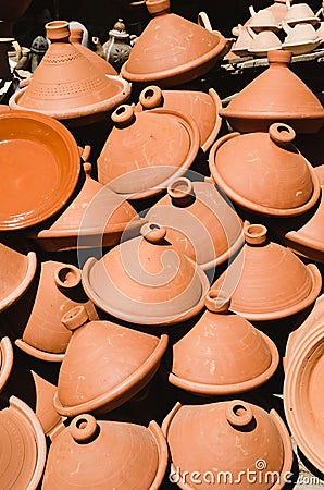 Group of tajine, moroccan pots Stock Photo
