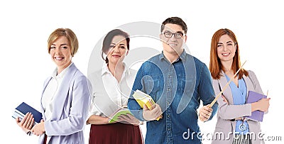 Group of teachers on background. Banner design Stock Photo