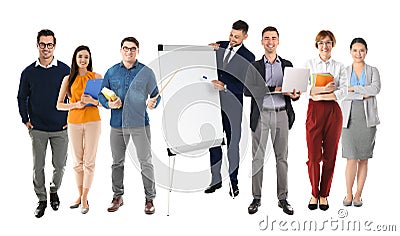 Group of teachers on background. Banner design Stock Photo