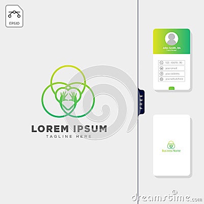 group team care hand logo template vector illustration free business card design Vector Illustration