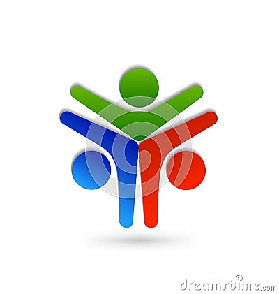 Group teamwork people, strong partnership, vector logo Vector Illustration