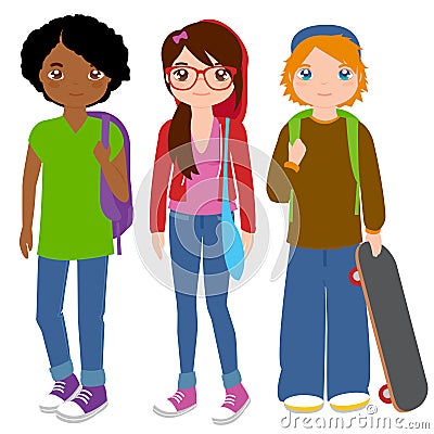 Group of teenager students. Vector Illustration Vector Illustration