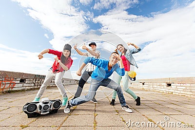 Group of teenagers dancing Stock Photo