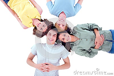 Group of teenagers lying down Stock Photo