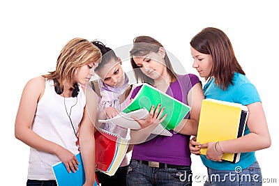 Group of teenagers studying Stock Photo