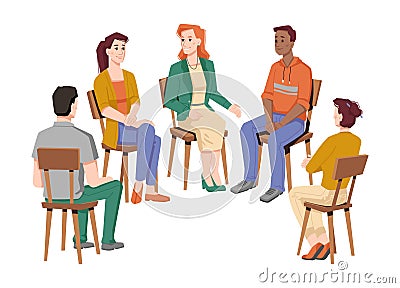 Group therapy of people sitting in circle vector Vector Illustration