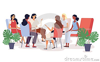 Group therapy session with diverse women Vector Illustration