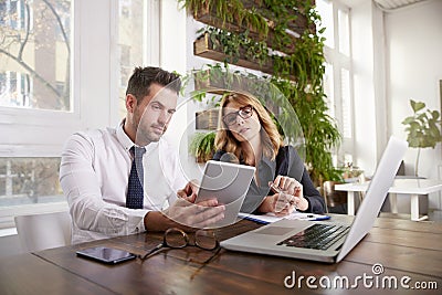 Group of thinking business people working together in the office Stock Photo